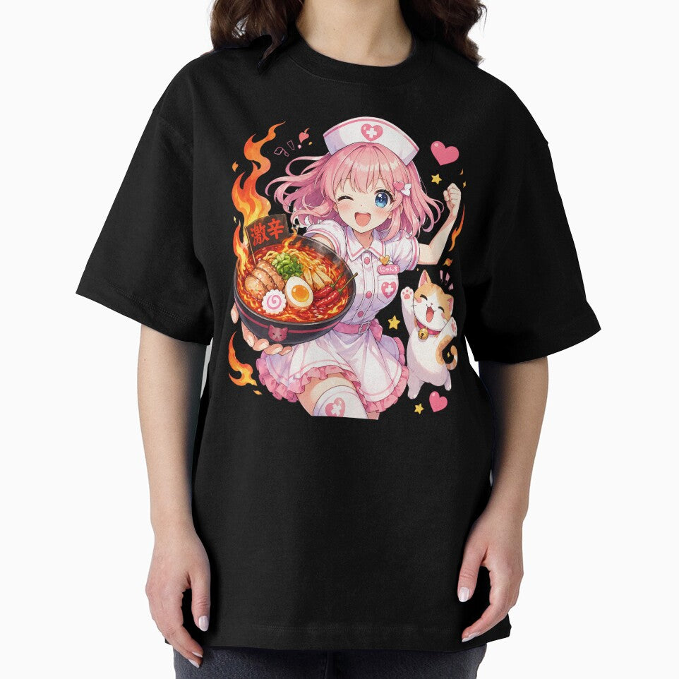 Cat Lover Funny Motivational Kawaii Strong Anime Nurse Eating Spicy Ramen Gift by Im-Ara