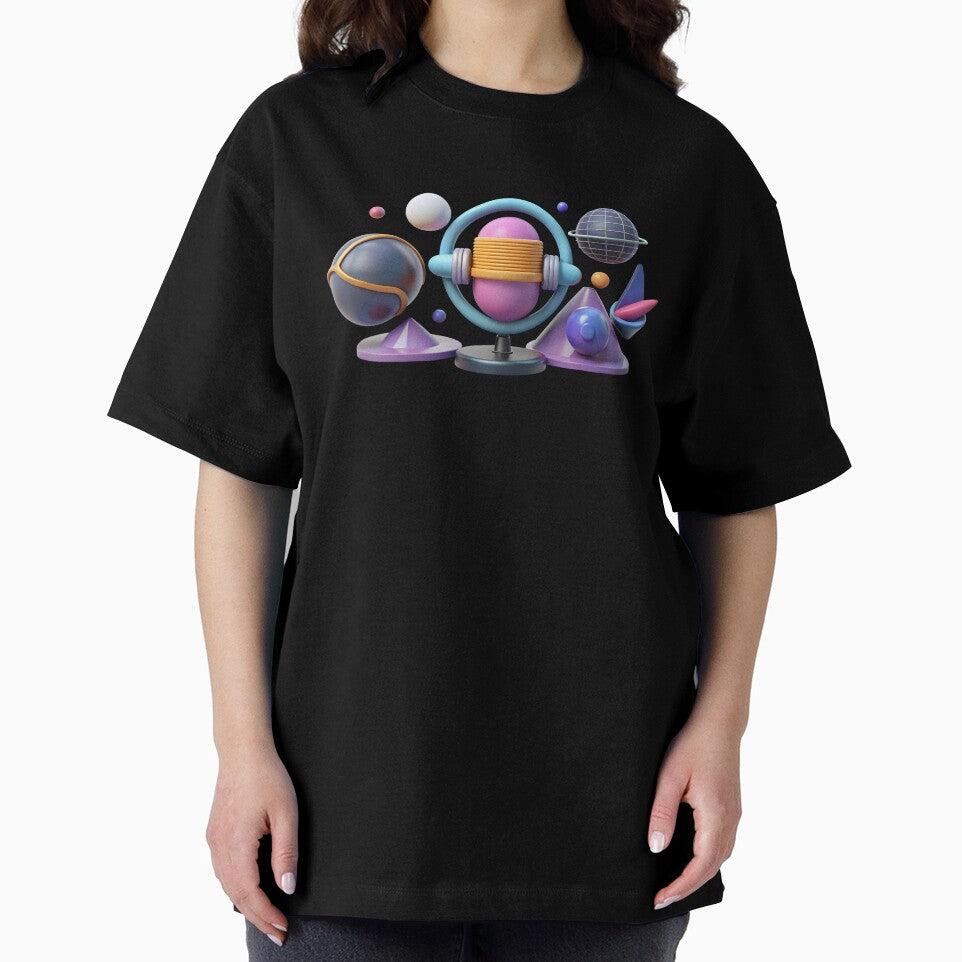 Vibrant 3D geometric shapes in dynamic composition on black by Creative88Art