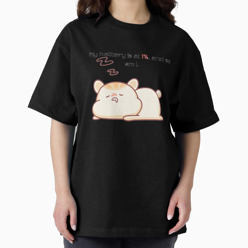My Battery is at 1 Percent and So Am I - Funny Hamster Burnout Quote by Lush Aura Designs