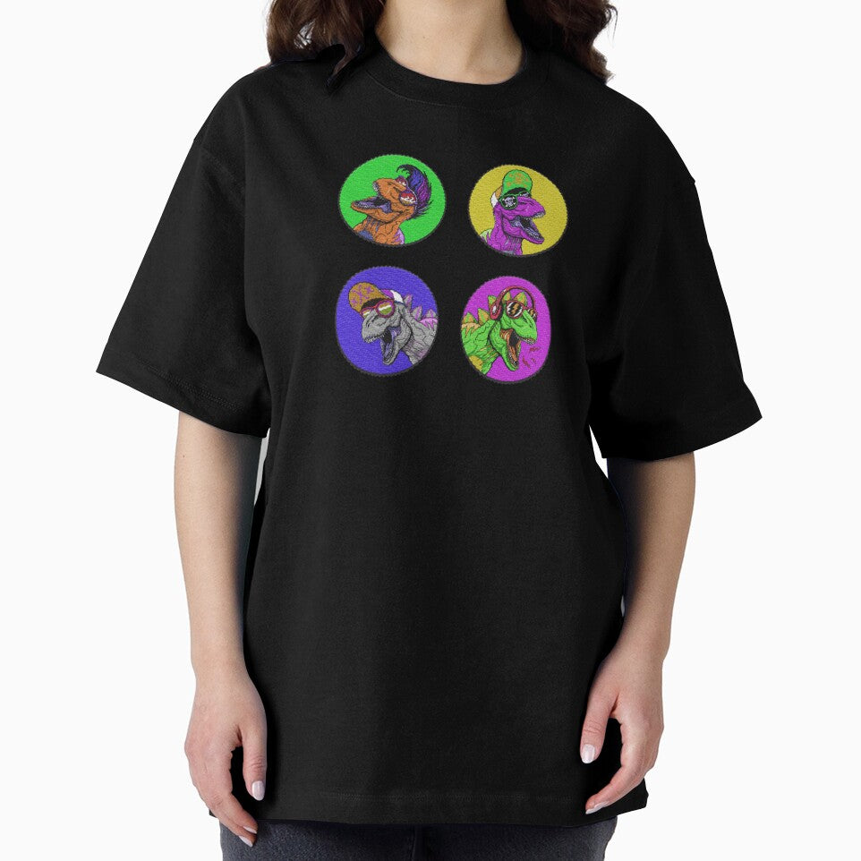 crazy cool pop art t rex dinosaurs - embroidery patches by hayrpictures