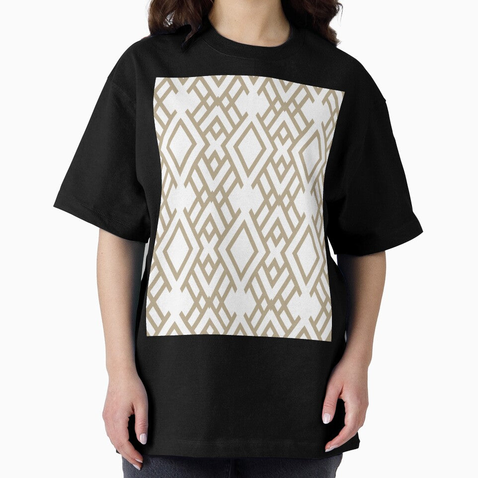 Tan and White Striped Art Deco Pattern Pairs DE 2022 Trending Color Bamboo Screen DE6193 by ColorOfTheYears