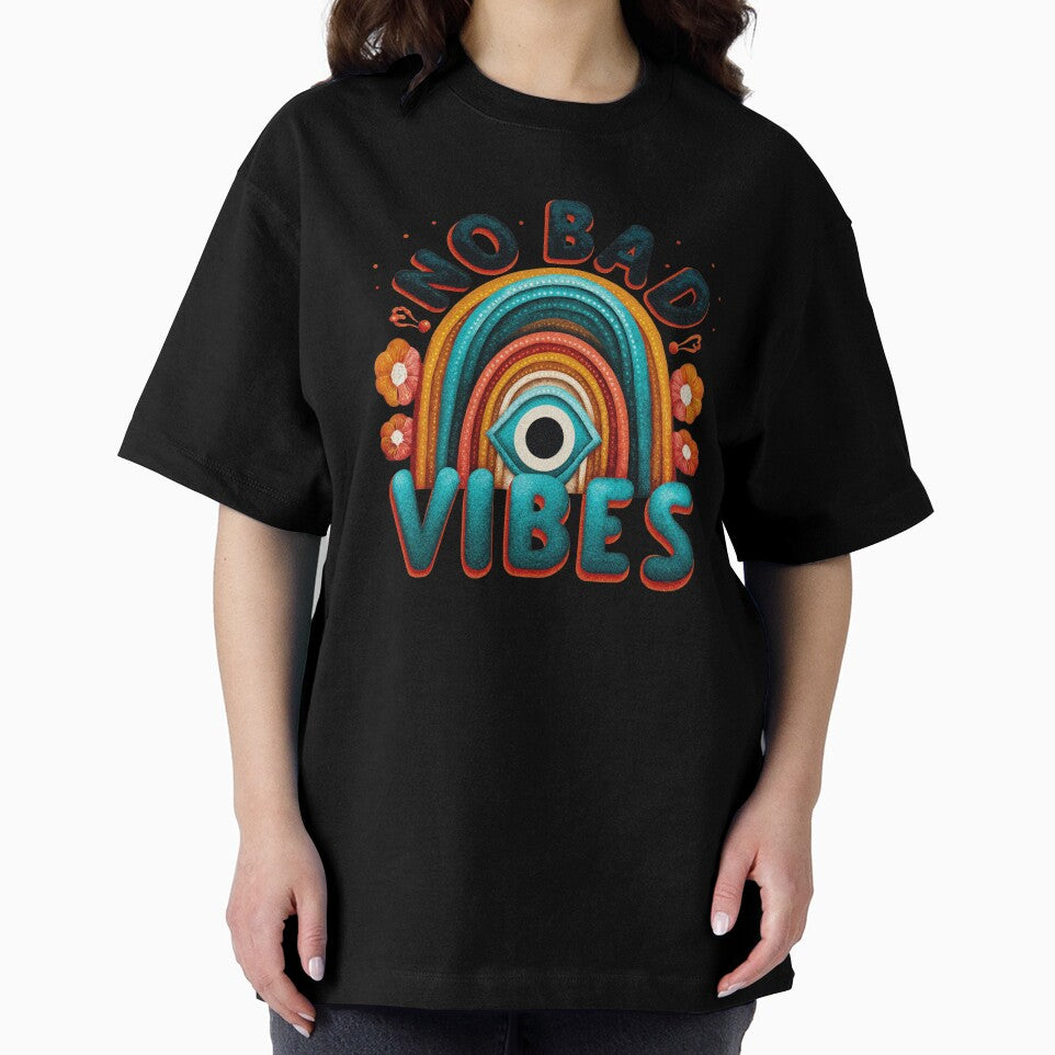 No Bad Vibes. Retro Rainbow and Eye Design by Anastasiia Yurevych