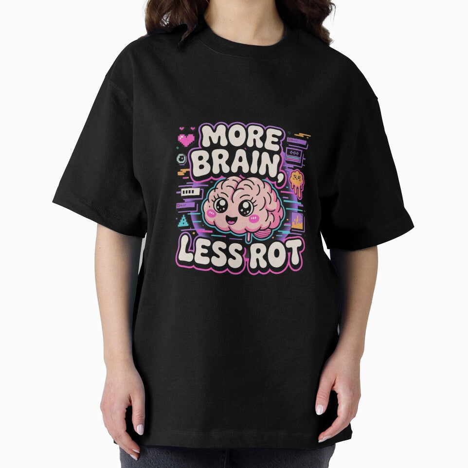 More Brain Less Rot Funny Programmer T-Shirt – Cute Kawaii Tech Humor Design for Coders, Gamers & Nerd Gift Buyers by GemBob Creations