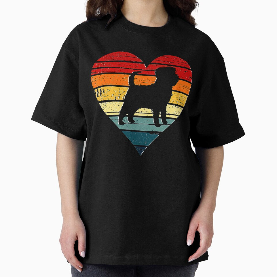 Affenpinscher Dog Vintage Retro Heart Mom Gift Valentines Tee Gift Love by BargerStore