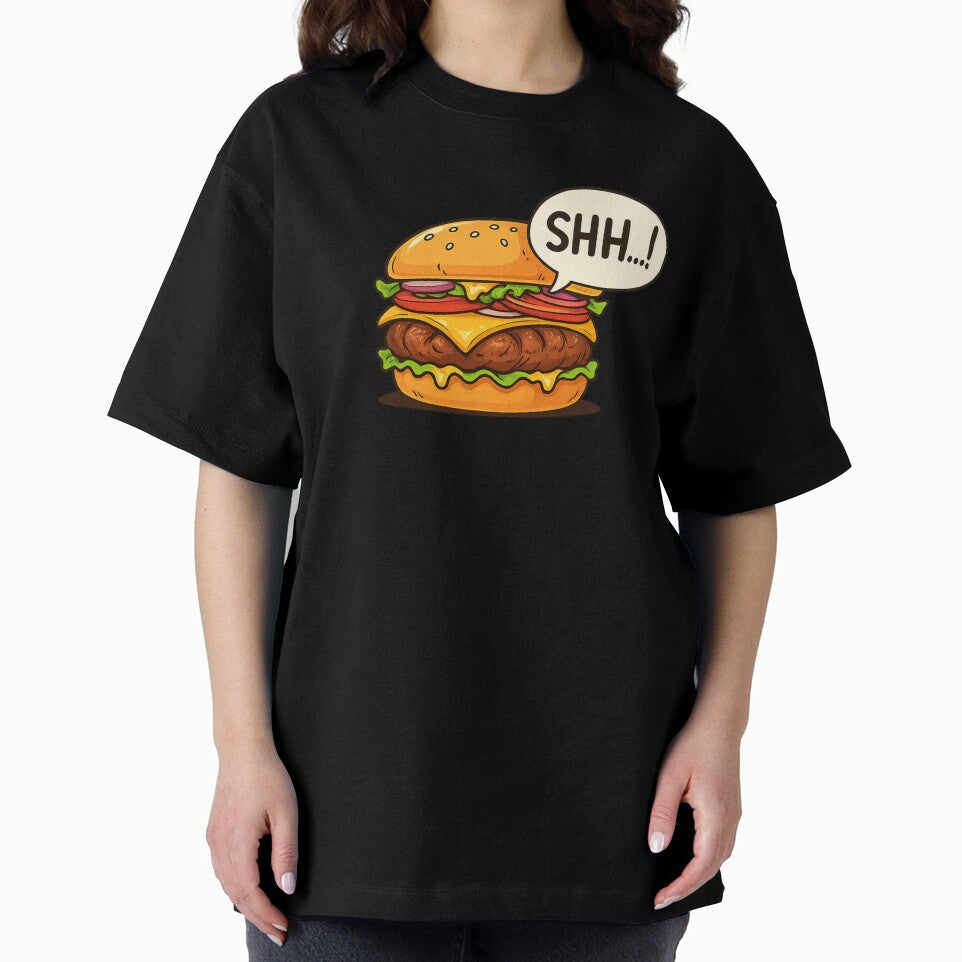 Shh… I’m Eating a Burger – Funny Food Lover Quote, Burger Humor Design by MartBook