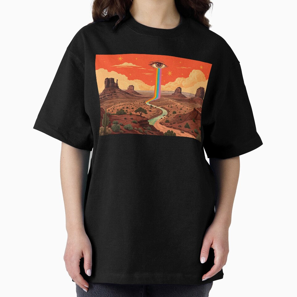 a surreal, psychedelic desert landscape by elkuni