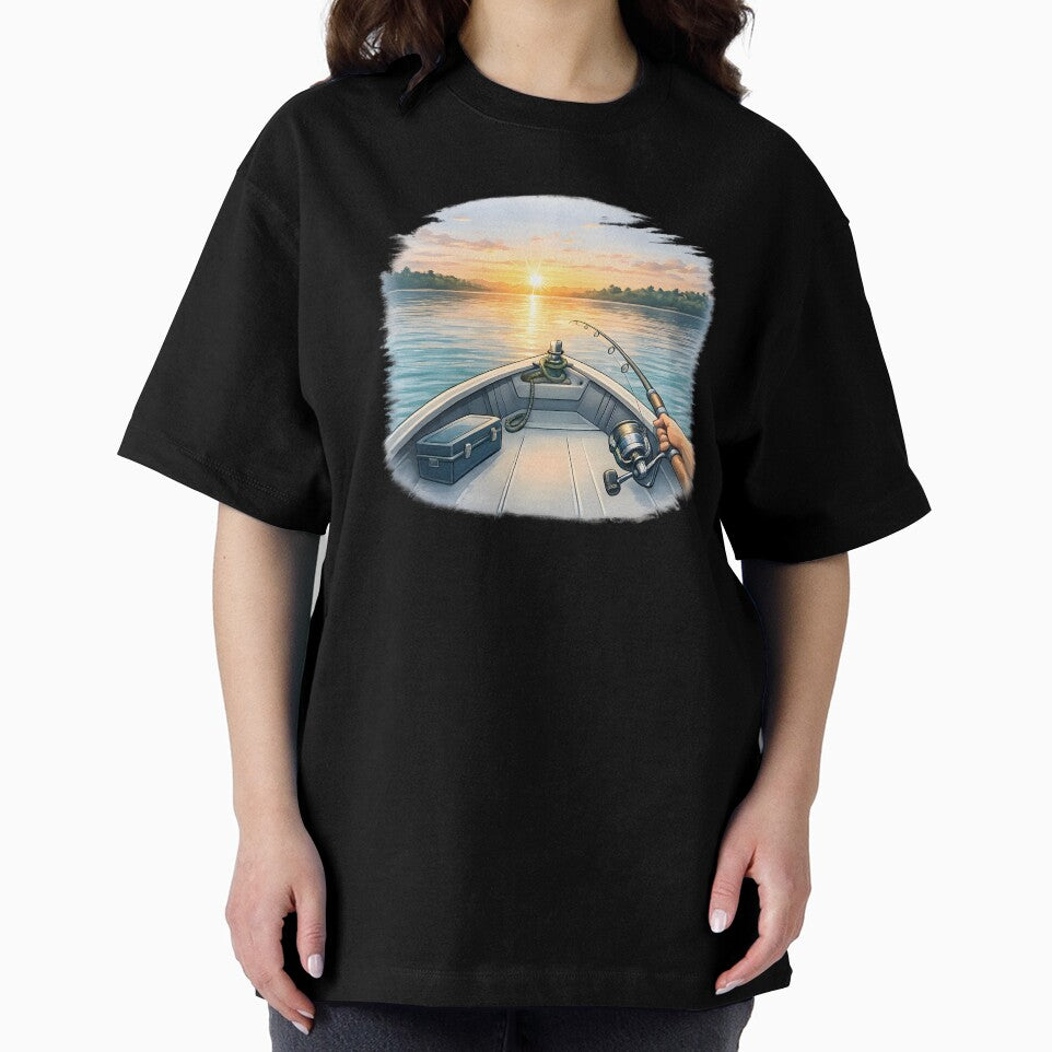 Fishing Boat at Sunset – Calm Nature Fishing Art by SVALANART