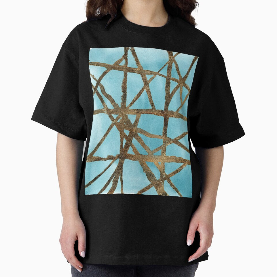 Aqua & Gold Mid Century Lines by LisaGolightly