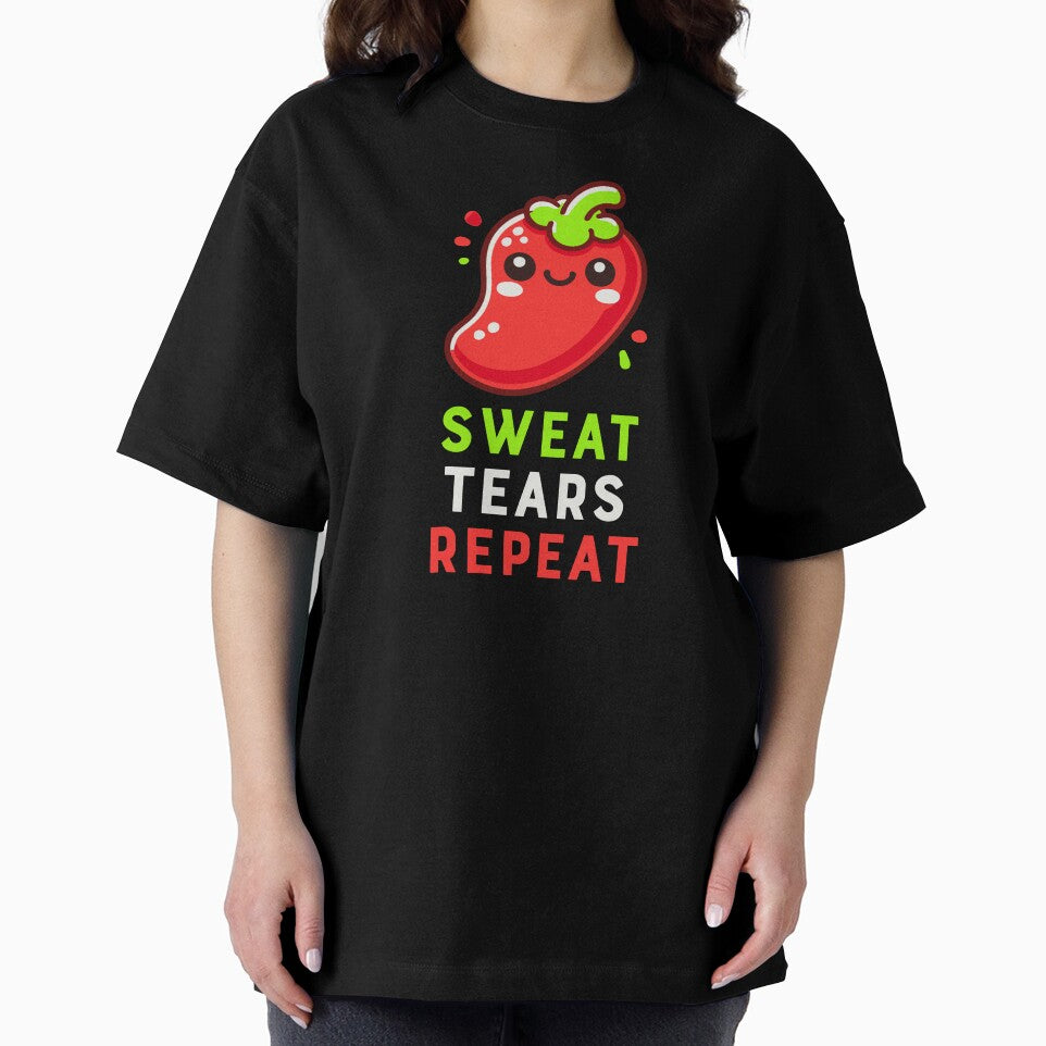 Kawaii Chili - Sweat, Tears, Repeat - Funny Spicy Food Chili Pepper Spice Kitchen Chef by Teemaniac