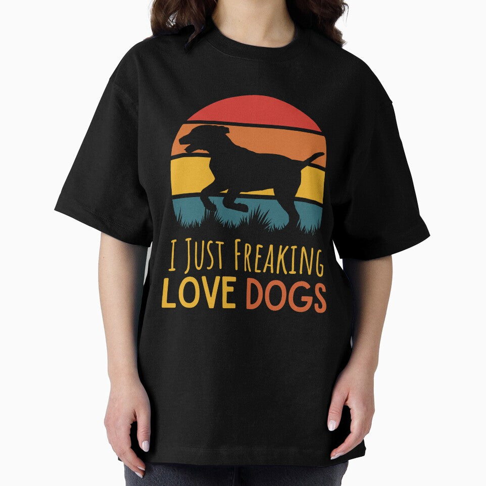 Retro Sunset I Just Freaking Love Dogs by Echo Dusk