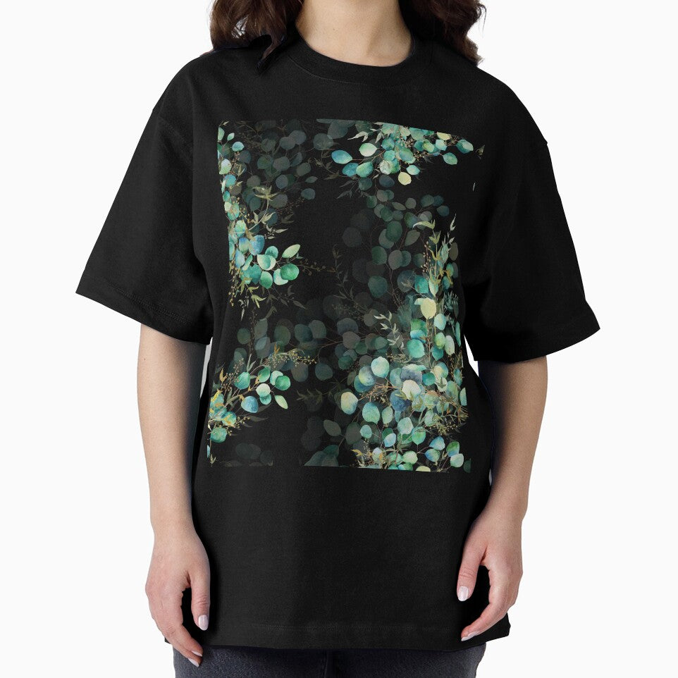 Seamless print of green eucalyptus watercolor leaves by Createssy