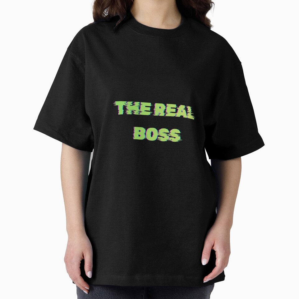 The Real Boss Neon Green Glitch Typography by Rhodes Shop