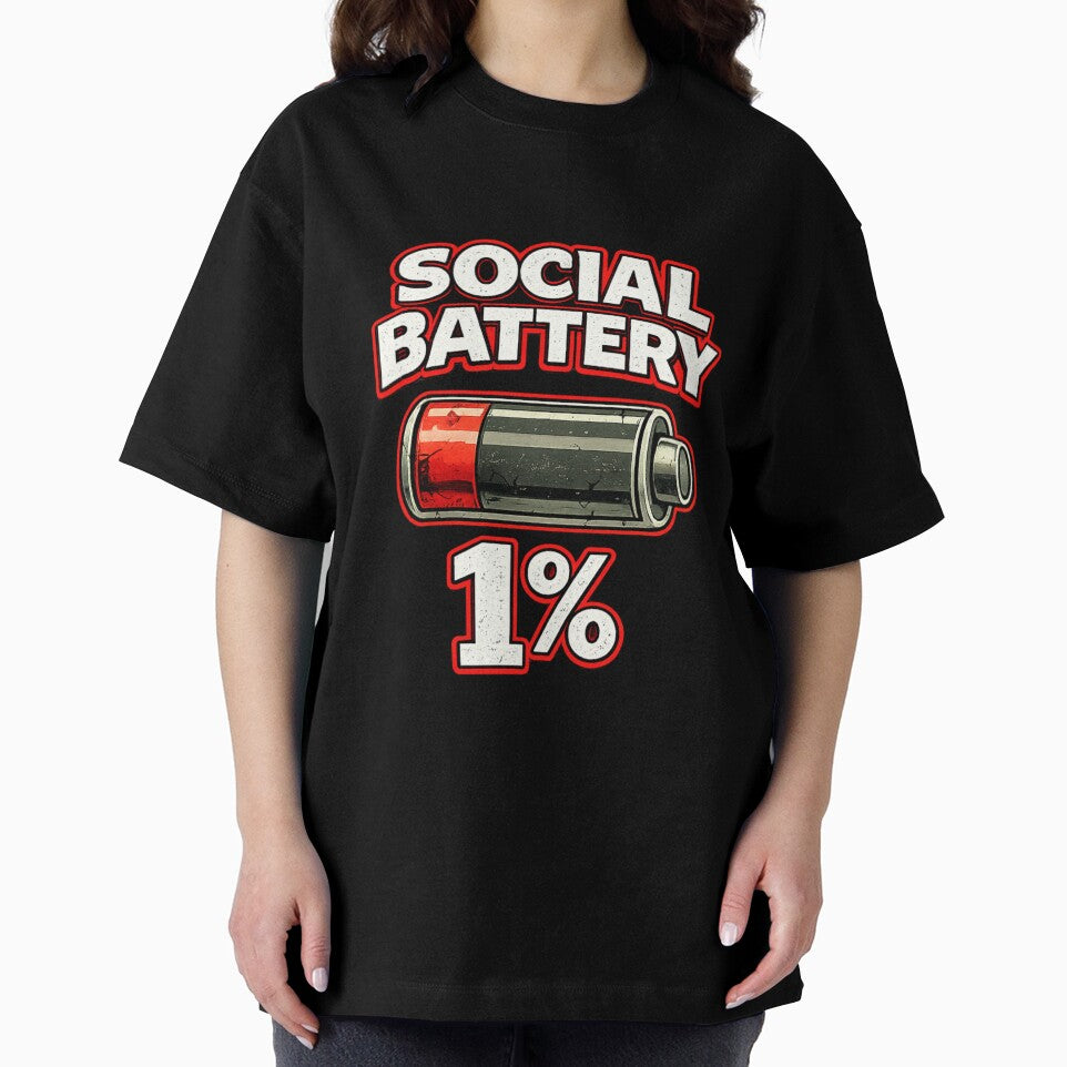 Social Battery 1% – Funny Introvert Humor Shirt by Wild Pixel Studio