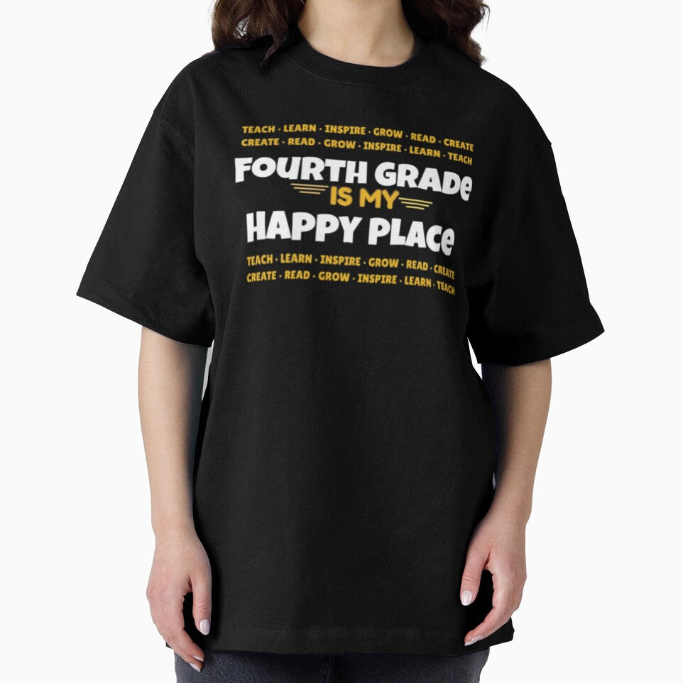 Fourth Grade Is My Happy Place Teacher Shirt | 4th Grade Teacher Tee | Back to School Gift | Classroom Apparel by yochatees