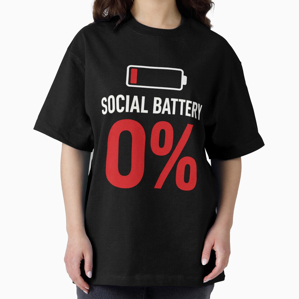 Social Battery 0% – Introvert Humor Minimalist Funny Low Energy Shirt by BOOGY LEGACY™