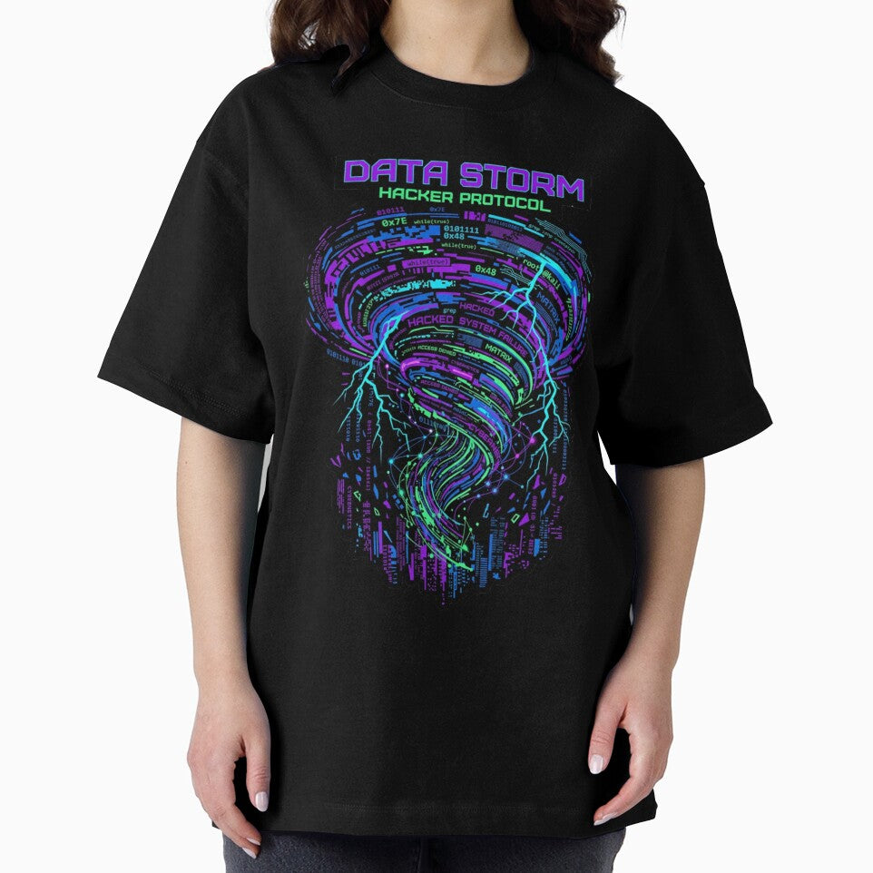 Data Storm Cyberpunk Hacker Shirt by KurtByteStudio