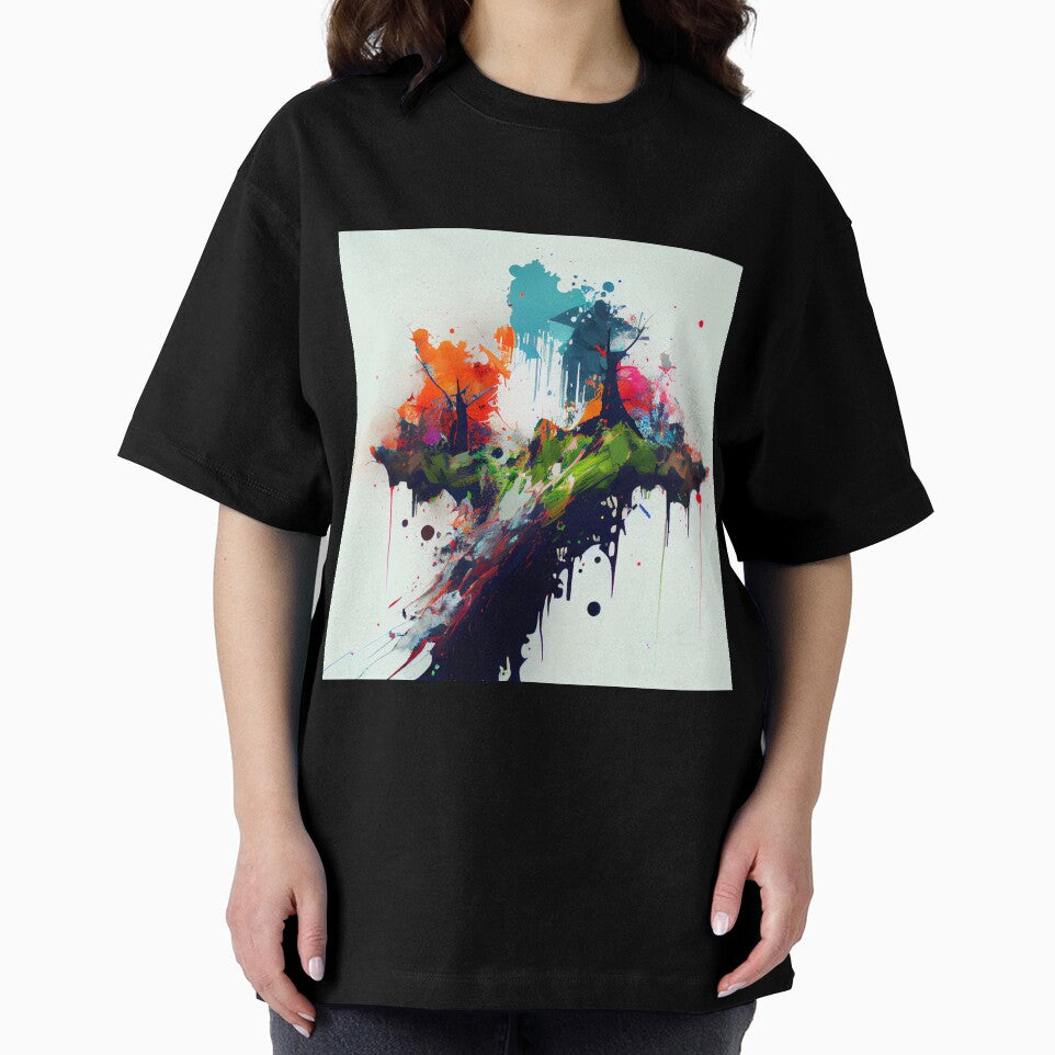 Cool Splatter Paint Forest Landscape Digital Painting by CodeAndColors