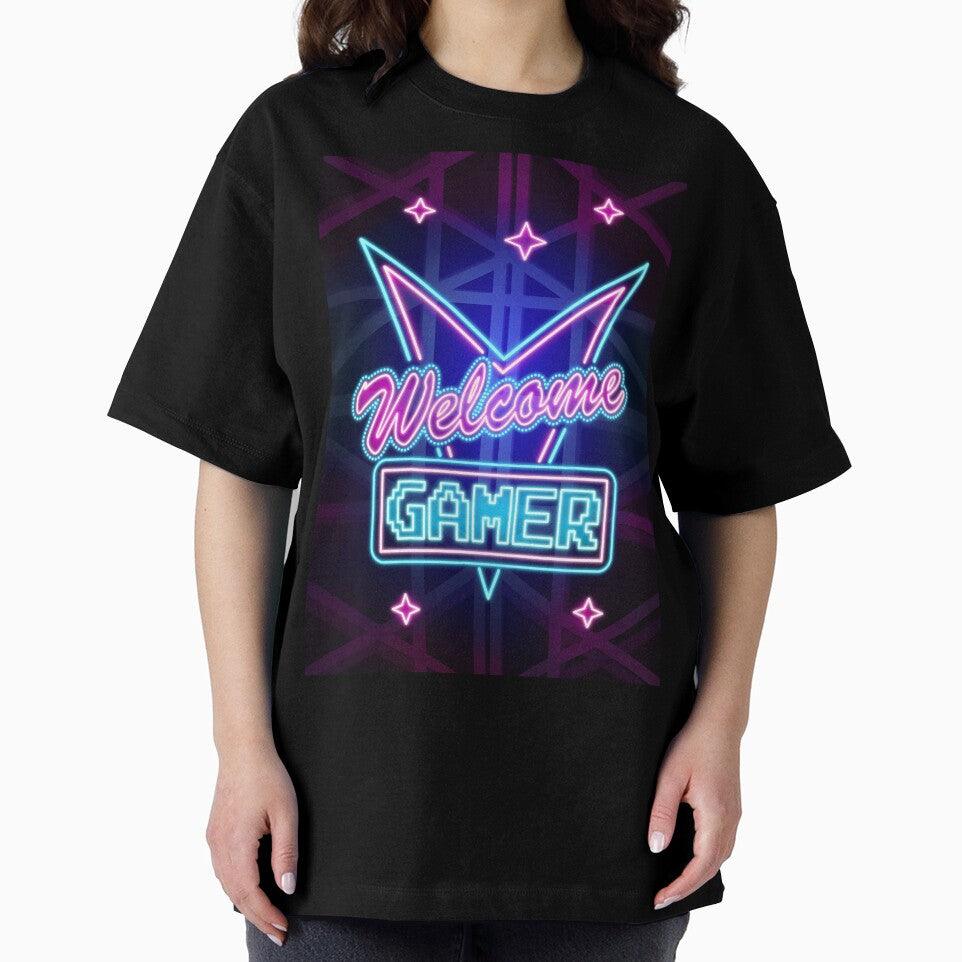 Welcome Gamer Neon Art Typography by Vectorheroes