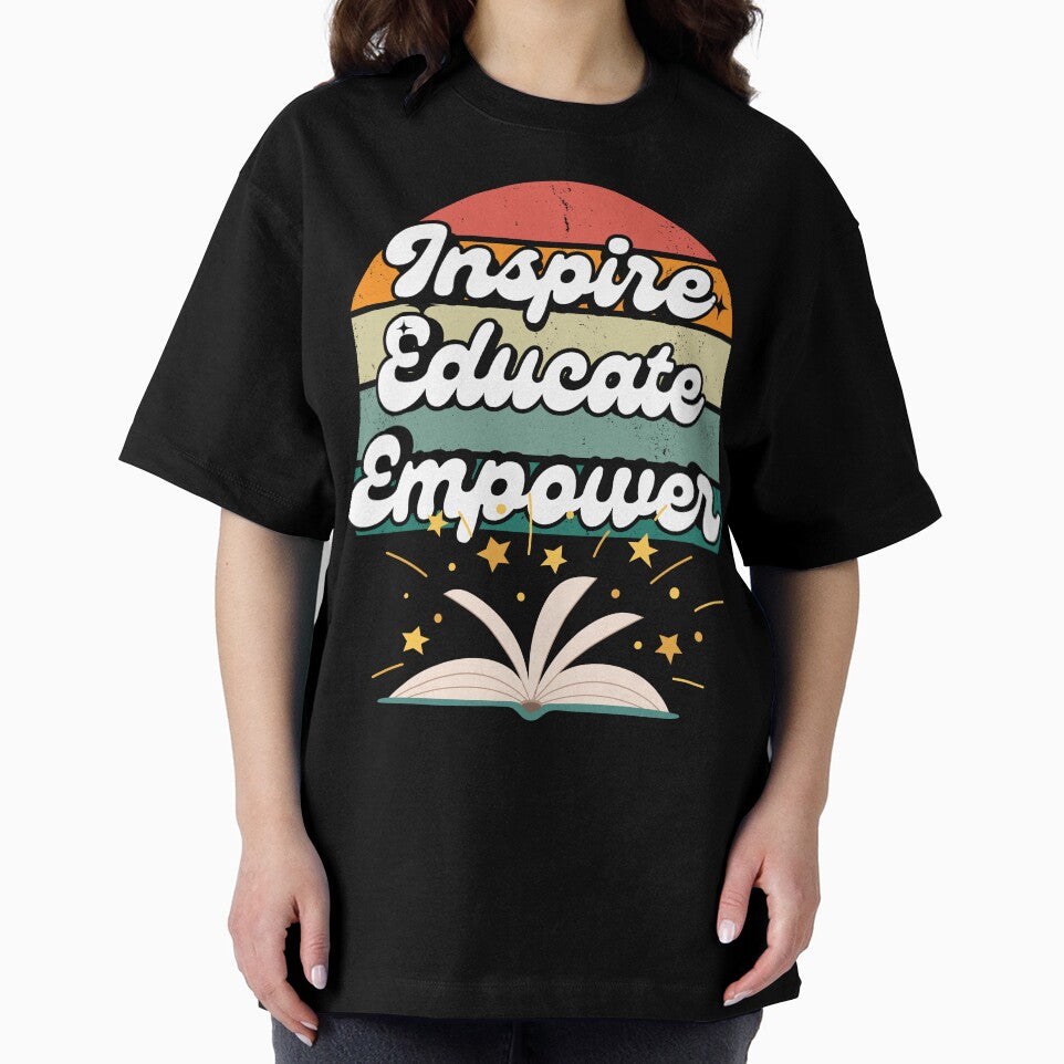 Inspire, Educate, Empower, Retro Sunset and Open Book by Mariana Piana