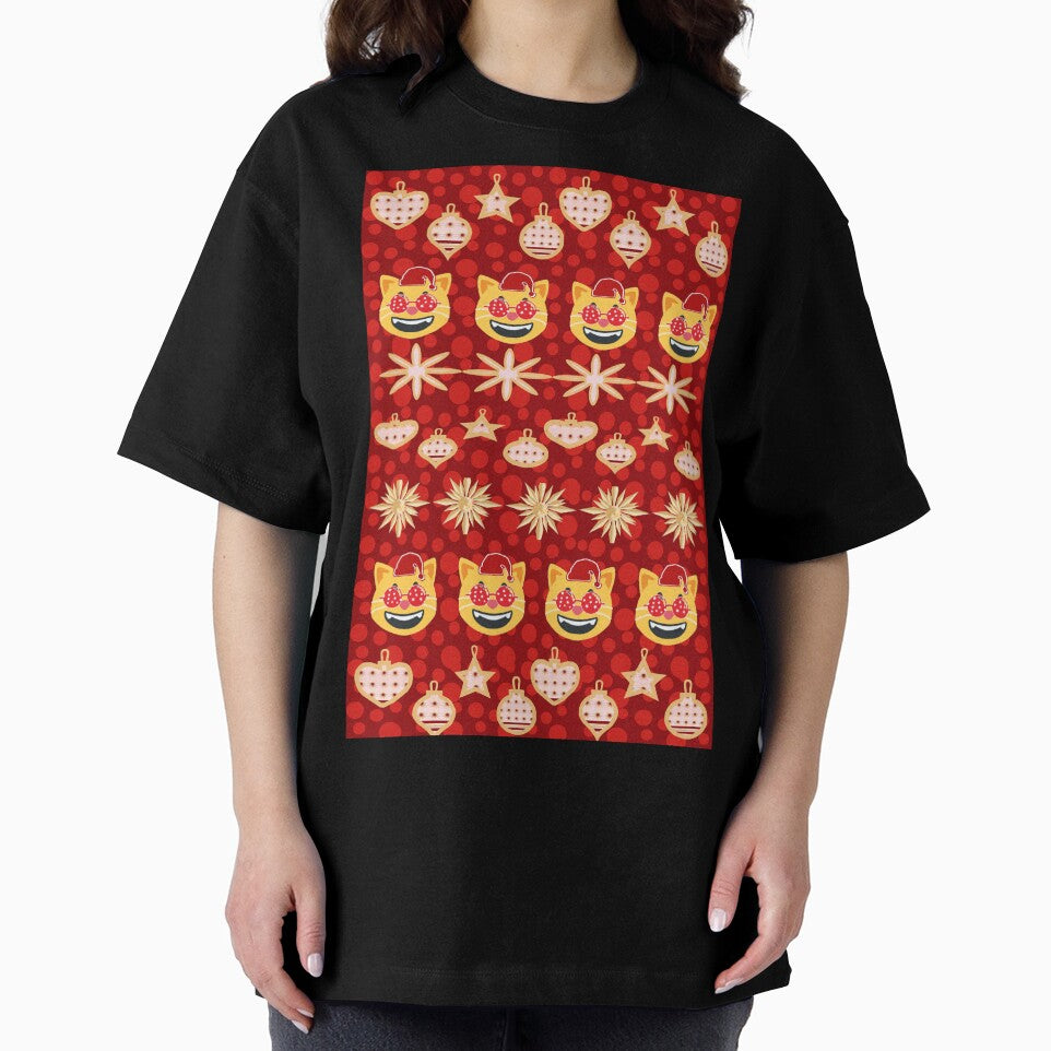 Cute Christmas Cat Pattern – Festive Kawaii Holiday Cats & Ornaments Design by HopeAndHustle