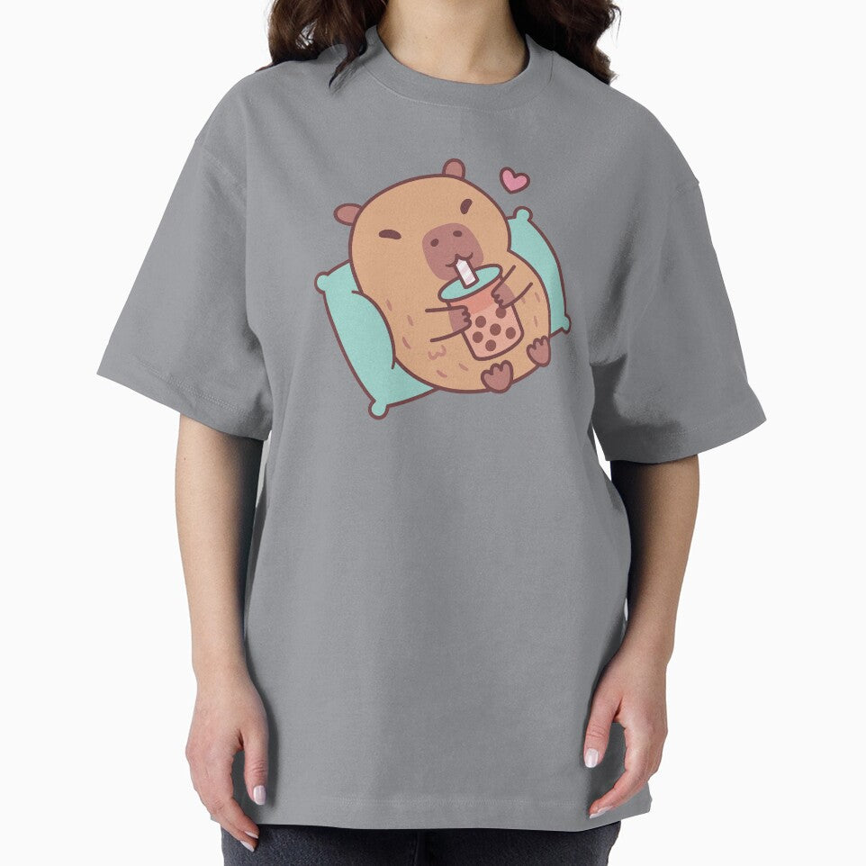Cute Capybara Chilling And Drinking Bubble Tea by rustydoodle