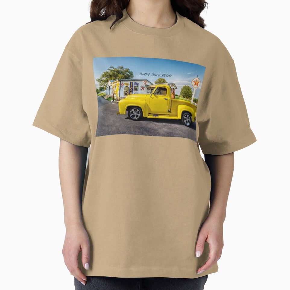 1954 Yellow Ford F100 Truck Side Text by mljdwhite