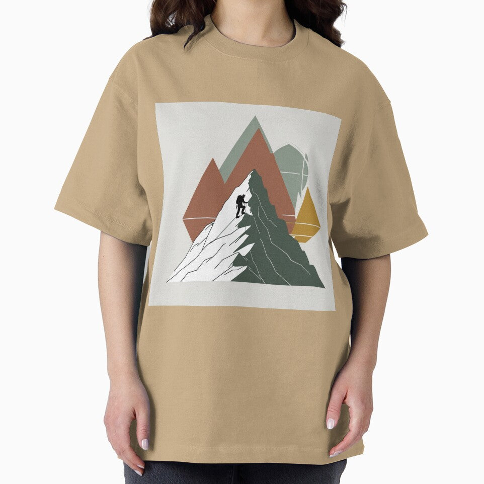 Climb The Mountain - Minimalist Geometric Hiking Art by NeuralAuraArts