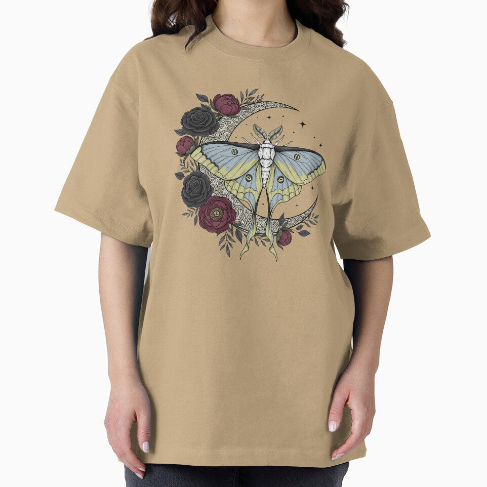 Vintage Luna Moth & Crescent Moon - Dark Gothic Florals by Jaroslaw-S