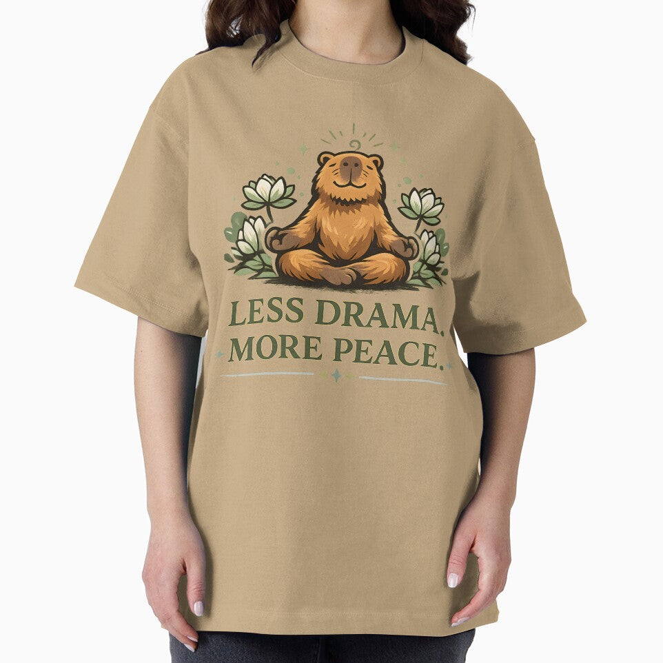 Less Drama More Peace Capybara Shirt – Mindfulness Retro Graphic Tee by  MAD's Recreation Studio