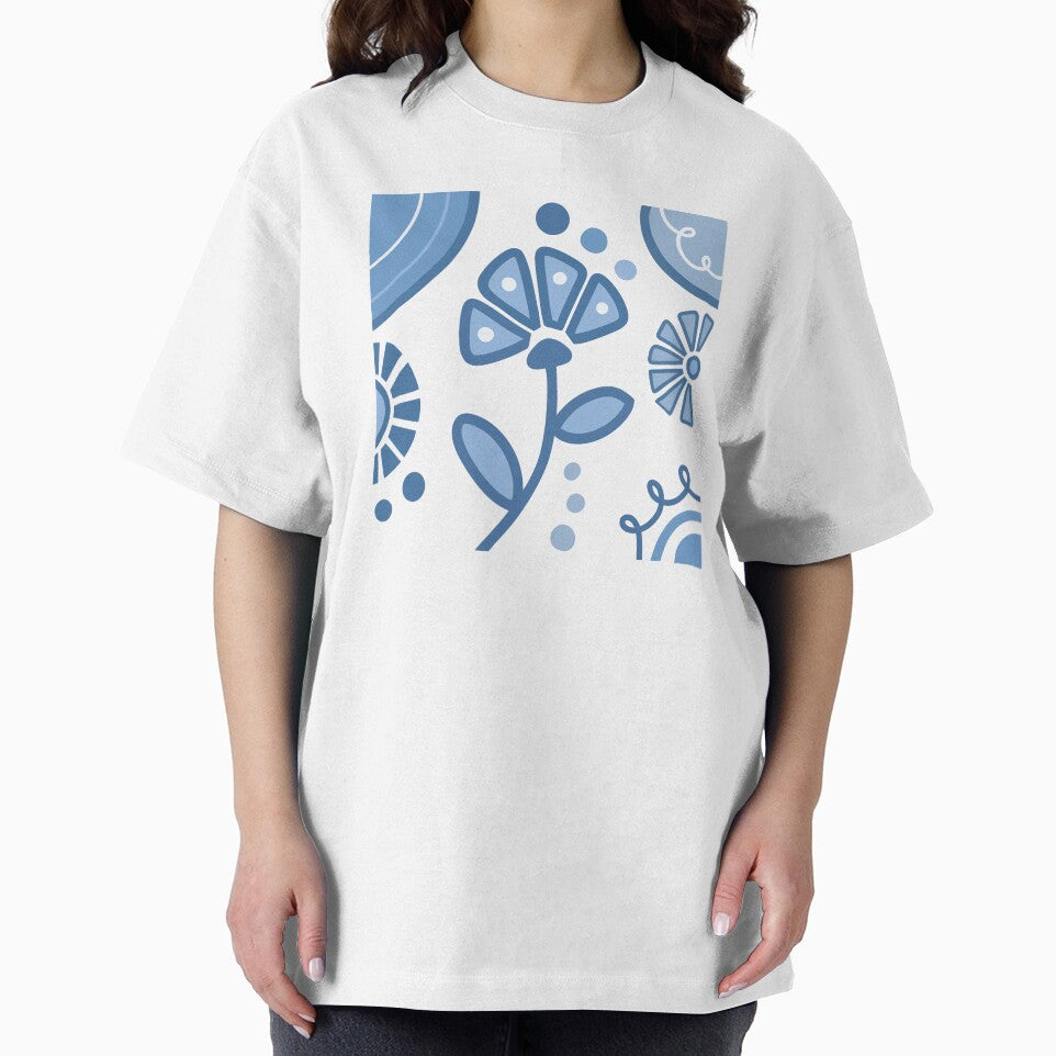 Blue And White Flower Boho Design by Sartoris Art