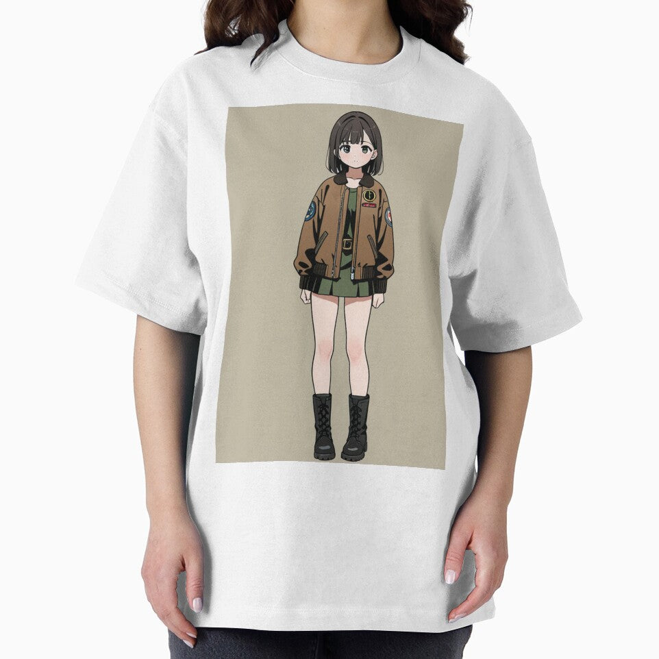 Fashion - Woman in Brown Bomber Jacket Mini Skirt Combat Boots Anime by AnimeShin