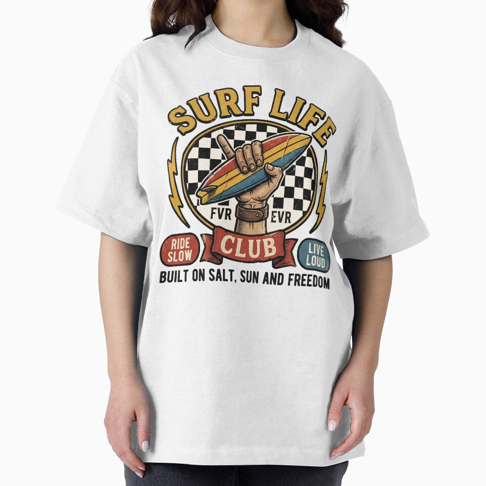 Surf Life Club Retro Checkerboard Beach Aesthetic Graphic by AdyKurniawan