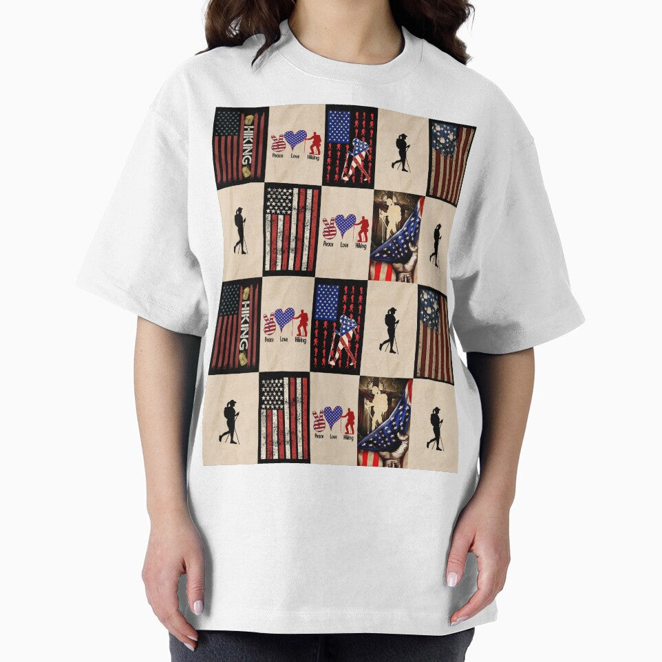 Hiking Vintage American Flag Patchwork by AletacStore