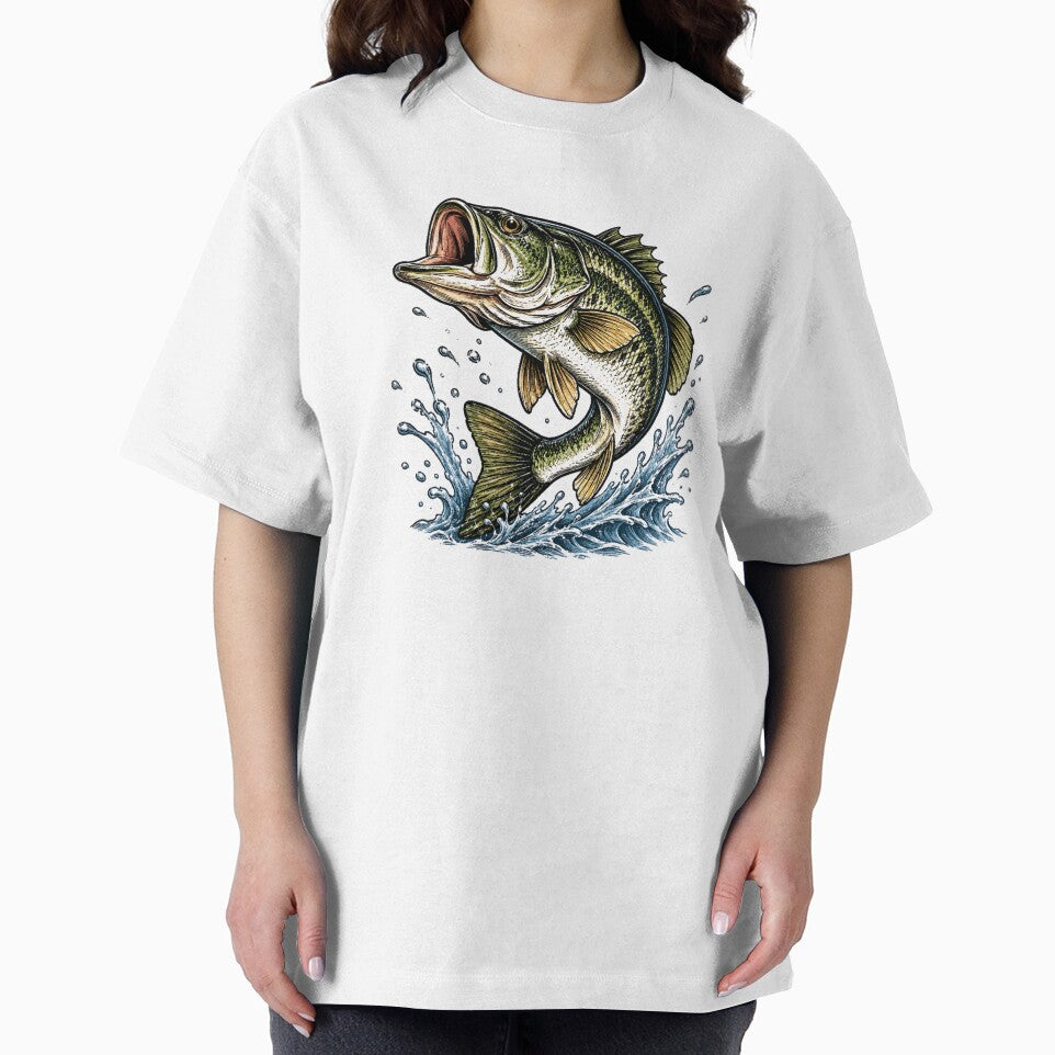Vintage Bass Jumping Through Waves Fishing Adventure by Moizento