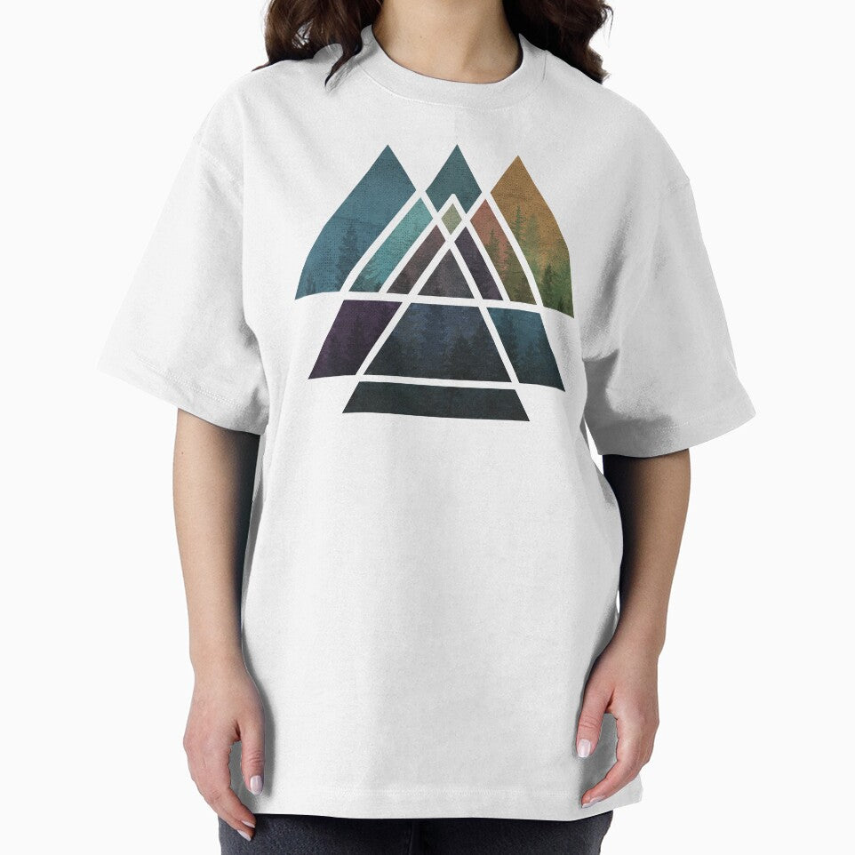 Sacred Geometric Triangles - Colorful Grunge Misty Forest by maryedenoa