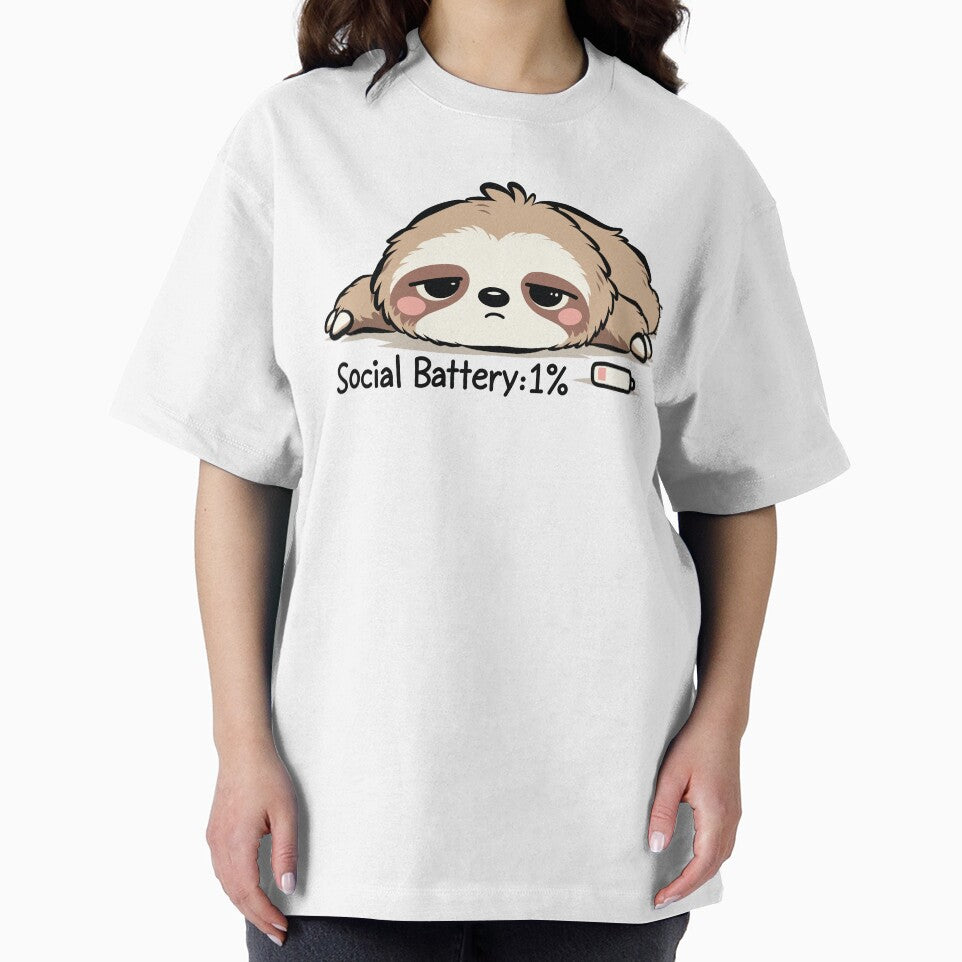 Social Battery 1% Sloth | Cute Introvert Sloth | Funny Social Battery Meme by Kutiefy-shop