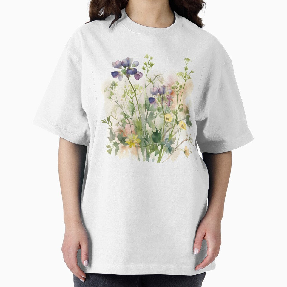 Purple Lupines and Yellow Wildflowers Watercolor by VibeShift Studio