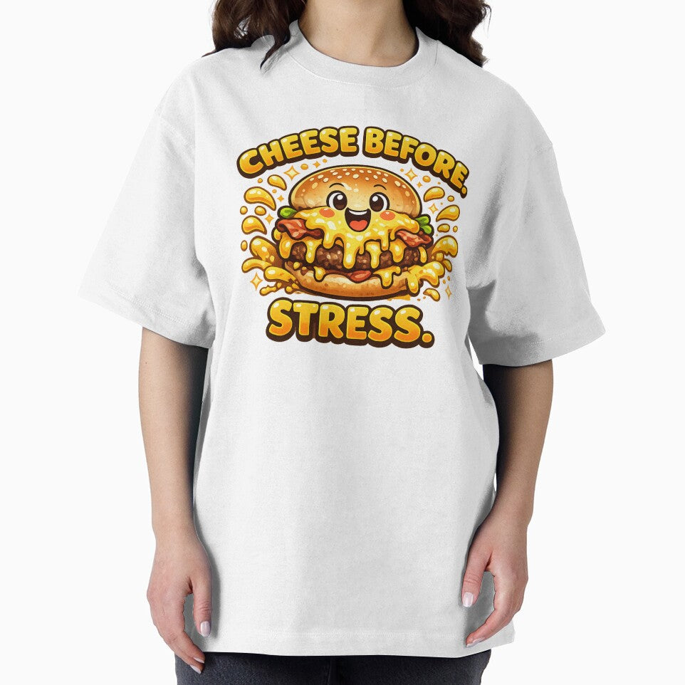Cheese Before Stress: Wellness Priority Burger Therapy Design by irfanshikh