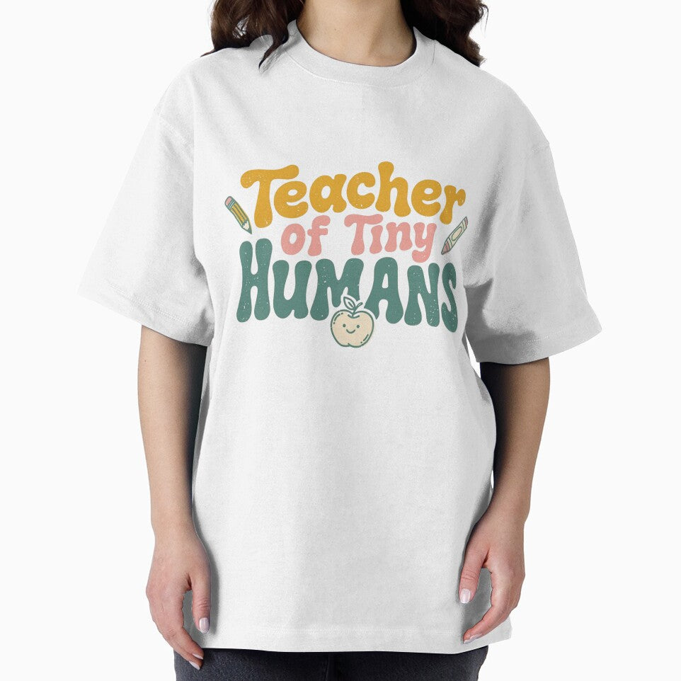 Teacher of Tiny Humans Funny Retro Teacher Back to School Shirt by Fanous