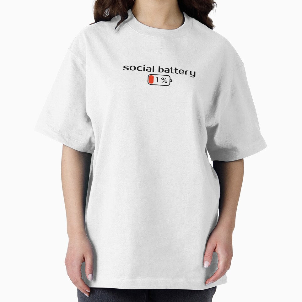 Social Battery 1 Percent - Funny Introvert Minimalist Text by Frafri92