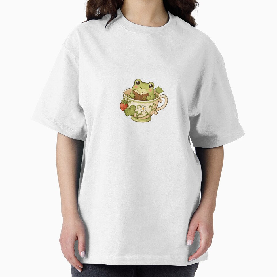 Cozy Frog Reading In A Teacup by The-Art-of-D