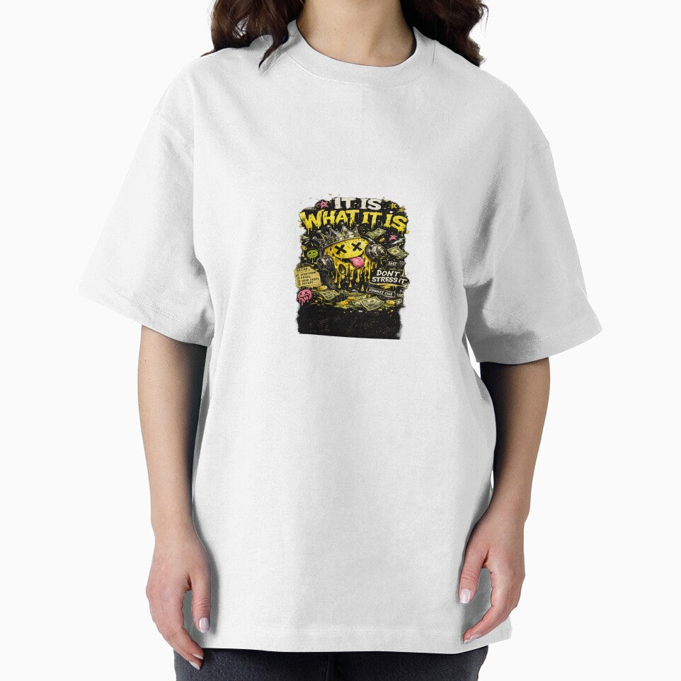 It Is What It Is – Dripping Graffiti Smiley Streetwear T-Shirt Design by designshub0811