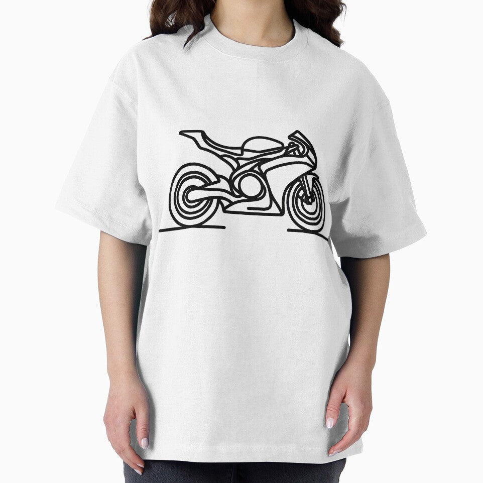 Minimalist white line art sports motorbike by OutdoorMemories