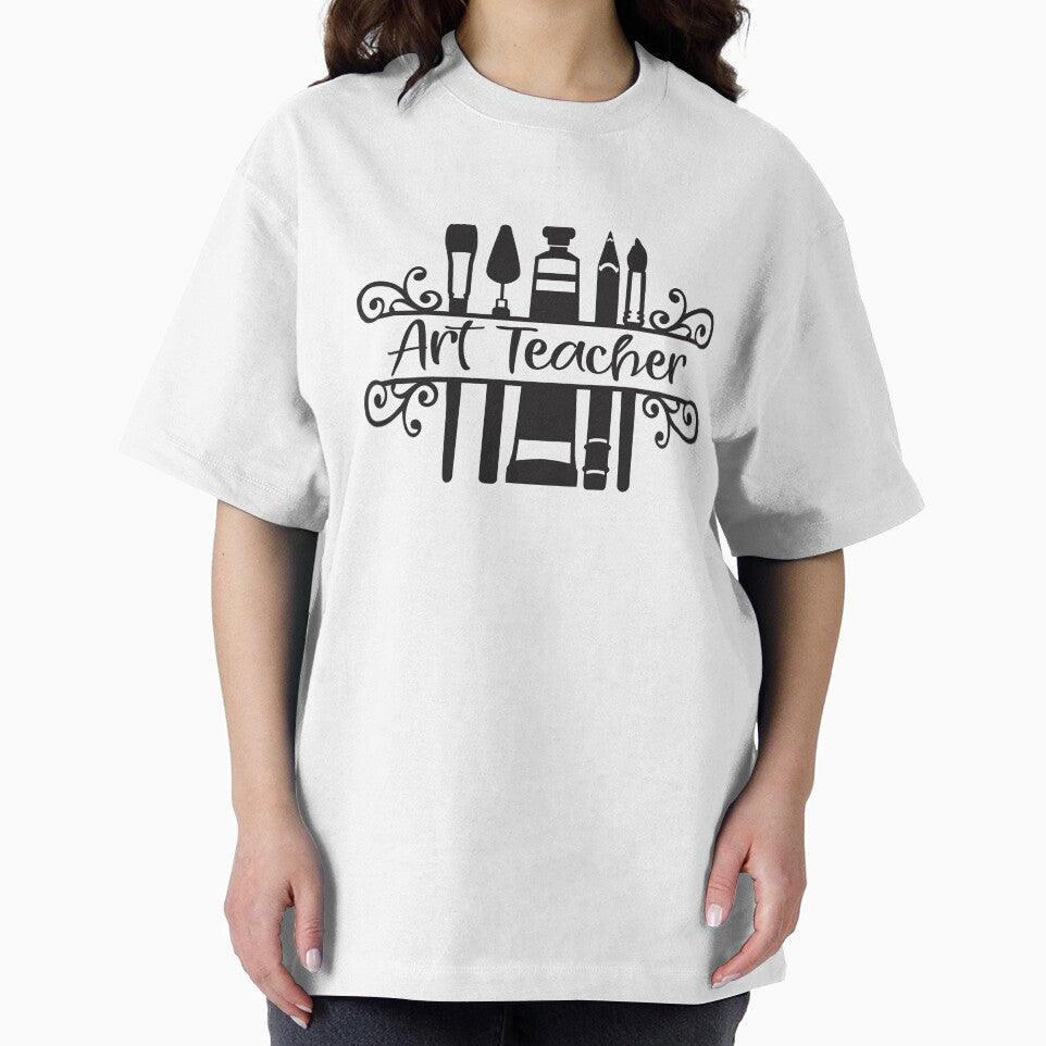 Art Teacher with Art Supplies and Fancy Script Font by Sam Morrison