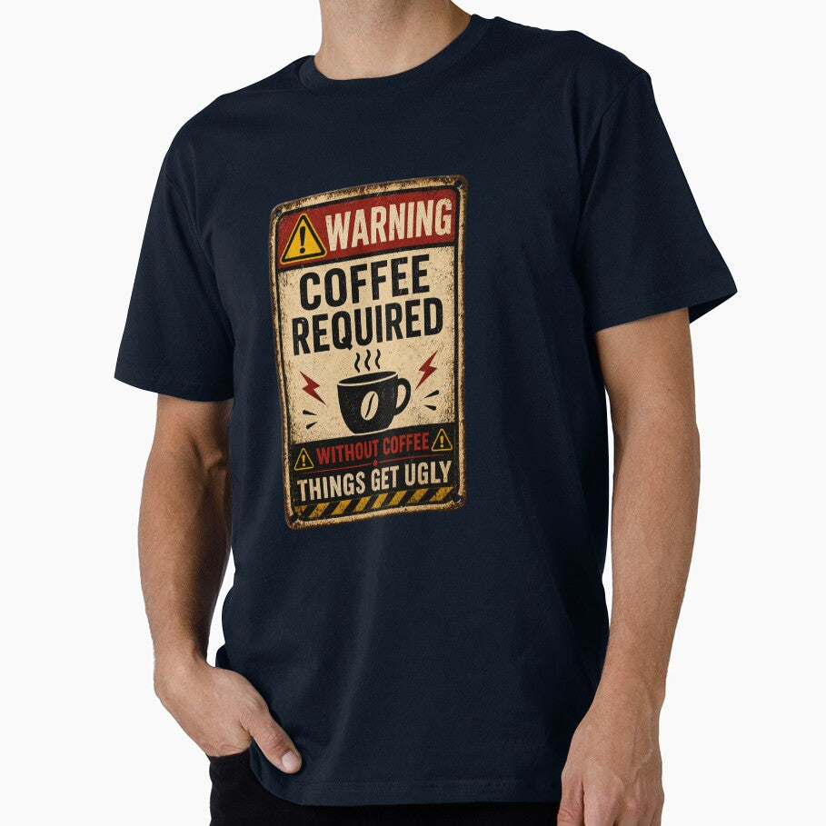 Coffee Required Warning Sign | Funny Coffee Lover Vintage Design by piketo