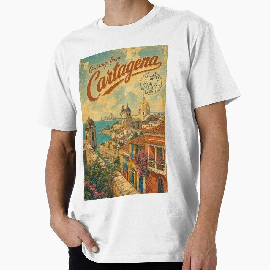 Cartagena Colombia Travel Souvenir - Retro Illustration by VisualArtsOasis
