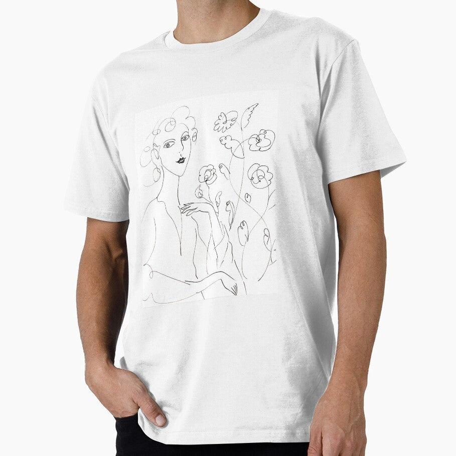 Minimalist Floral Woman Line Drawing by TinTinBloom