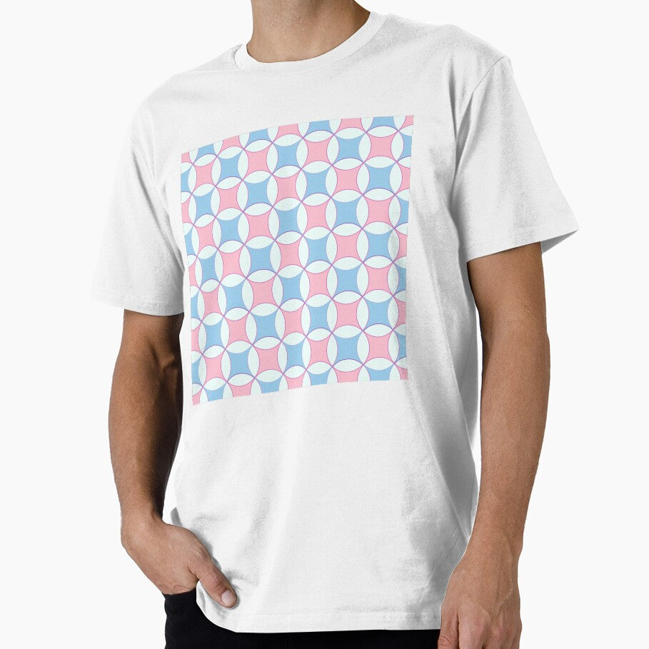 Seamless Geometric Circle Pattern in Pastel Pink Blue and Mint Background by Studiohgood