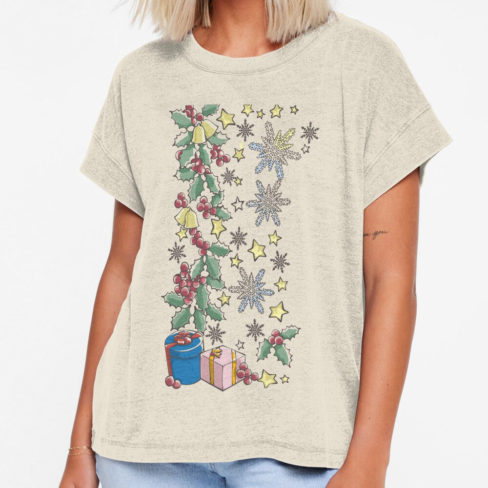 Christmas holly, snow, and present pattern by RaionKeiji