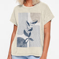 Mid-century modern botanical, lines and shapes in blue and beige B by ArticraftShop